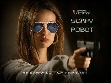 Summer Glau - terminator, summer, gun, cameron phillips, summer glau, tscc, glau, brunette, sunglasses