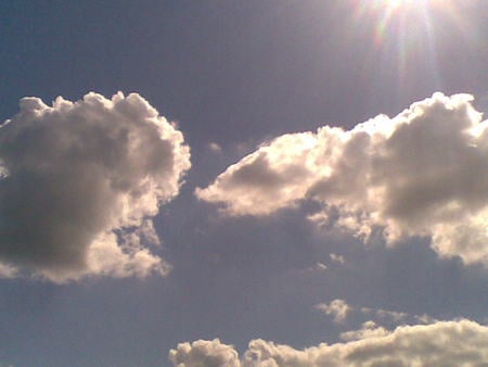 Sky - clouds, blue, sun, sky