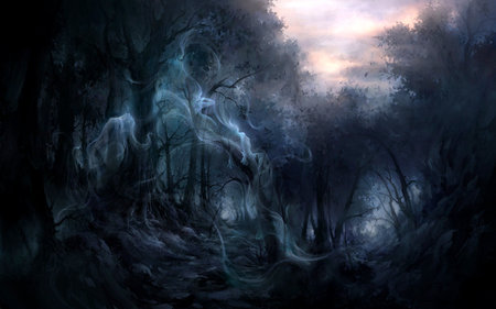 GHOSTLY WOODS - spirits, trees, forests, night, ghosts, smokes, mist, ghost, forest, dark