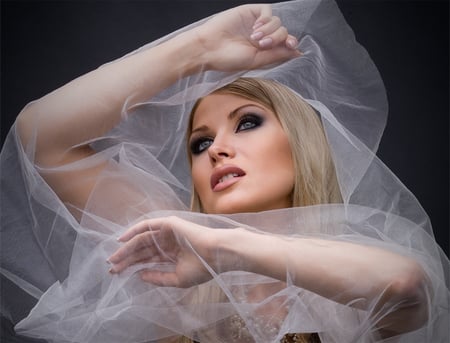 woman - nice, woman, veil, sexy, hot, girl, blond, tender, bride, model, makeup, face, white, gorgeous, cool, beautiful