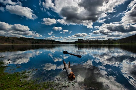 Reflections - lake, water, clouds, reflections