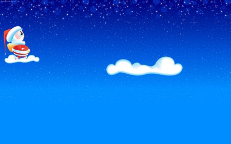 Santa on blue - santa, cloud, christmas, blue