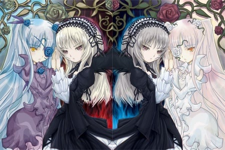 ligh and dark mirror - black, white, mirror, lolita