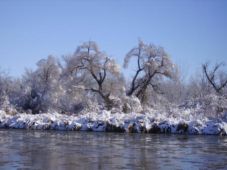 Platte River after storm - nebraska, river, winter, platte river