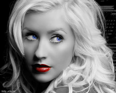 Those Lips, Those Eyes! - blonde lady, red lips, sexy, blue eyes