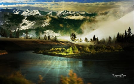 Breeze and Peace - mountains, lake, forest, trees