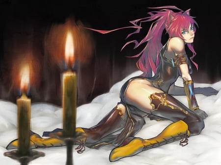 Sexy Cat Luka - pretty, anime, neko, vocaloid, beautiful, megurine, beauty, cool, cat, luka, awesome, megurine luka, candles, nice, vocaloids, pink hair