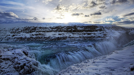 Winter Waterfall - skies, winter, nature, waterfall