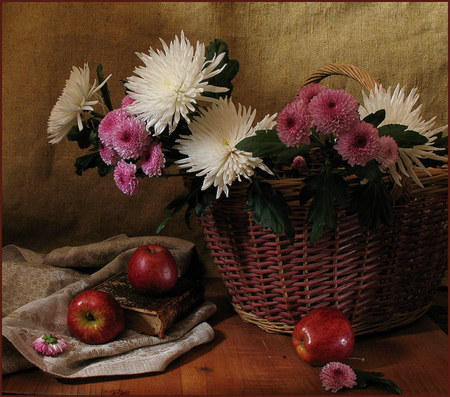 flower and fruit - art, pretty, photography, still life, fruit, flower