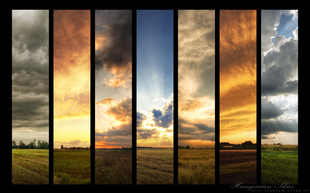 Hungarian Skies - sky, field, sunset, clouds