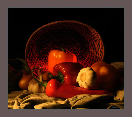 red vegetable basket - vegetable, photography, red, basket, still life