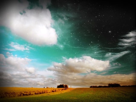 In the Universe - sky, universe, field, clouds