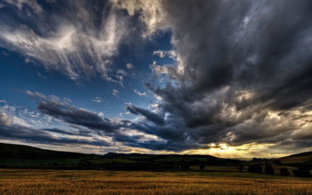 Fluffy clouds - nature, landscape, clouds, beautiful, sunset