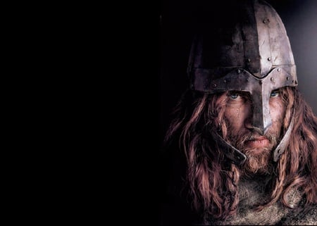 Captain of the Shield Wall - warrior, fantasy, helmet, beard, hair