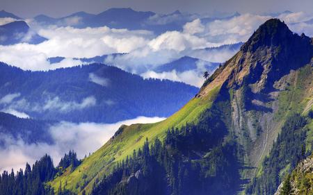 Sky - sky, clouds, trees, nature, mountain