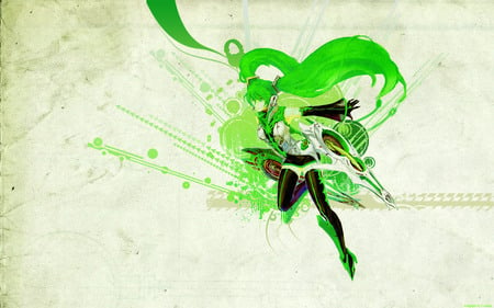 Green Hatsune Miku - hatsune, anime, miku, green