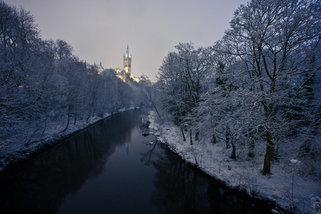 wee bit nippy - morning, frosty, cold, river, winter, black, kelvin