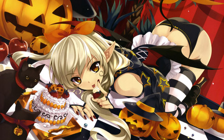 Girl_on_Halloween - girls, anime, halloween, sexy, other, foods