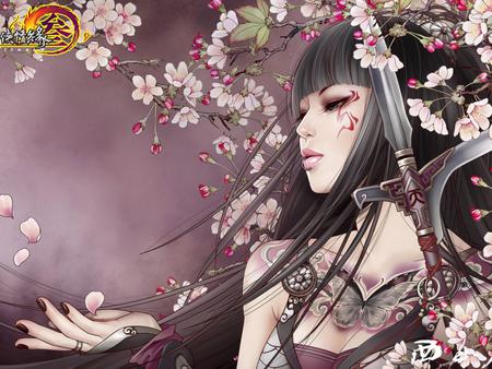 SPRING LADY - women, abstract, anime, girl, chinese, beauty, spring, angel, dream, flowers, fantasy, fairy, 3d, art