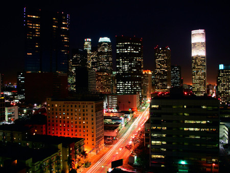 Los Angeles - los angeles, night, architecture, city, skyscrapers, lights