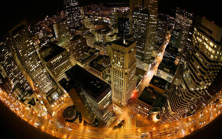 Cities Townscape from above - townscape, city, night, architecture, skyscrapers