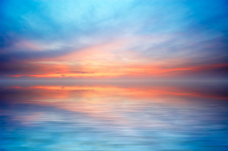 Turquoise Dream - clouds, water, beautiful, sunrise, hazy, ocean, reflection, azure, peach, nature, turquoise, sky