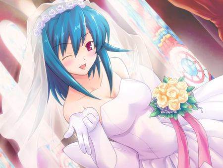 shimaima wedding - white, anime, girl, dress