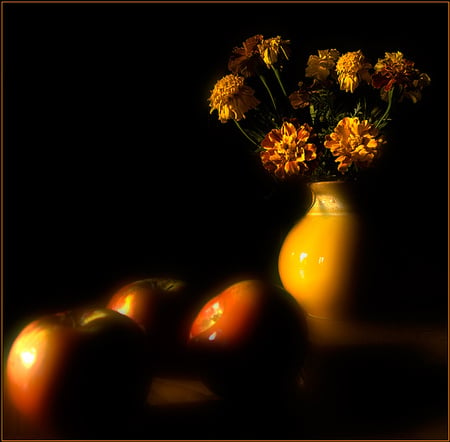 still life 1 - nature, art photo, fruits, flowers, still life