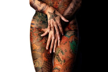 Modesty Blaze - tattoo, body art, hands, girl, colourful