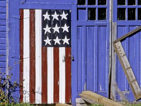 barn door - door, blue, windows, stars, farm, stripes