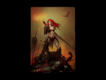 Amazonian - female, warrior, red, amazon