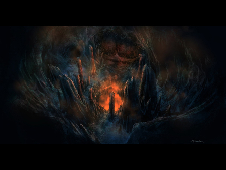 Cave - fire, dark, cave, fantasy