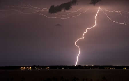 Electric Night - nature, forces of nature, night, lightning, bay, storm