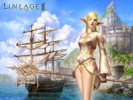 Before Setting Out - women, lineage, video game, game, elf, abstract, girl, fighter, fantasy, 3d, dream, lineage 2lineage2, fairy, ship, anime, art, sea, angel