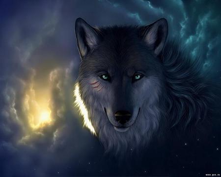 Wolfs Face - smile, fantasy, animal, wolf, dog