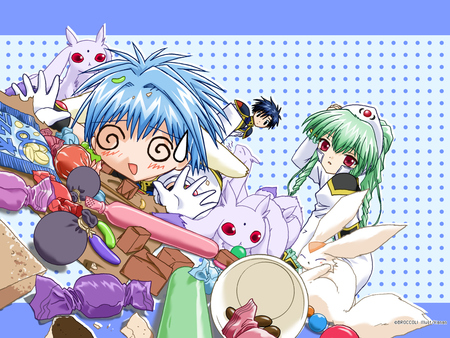 Galaxy Angel-Mint falls - anime, mint, galaxy angel, takuto, art, vannila, animals