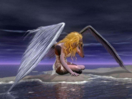 Tears of an Angel - wings, sorrow, fantasy, female, angel