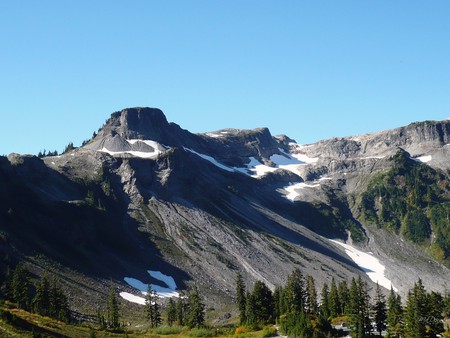 Table Mountain - trees, snow, washington, mountain, sky