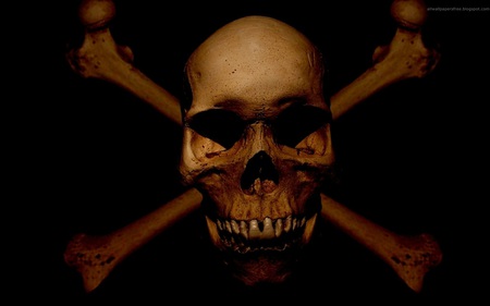 Skull and Bones - fantasy, socket, symbolic, teeth, dark, skull, bones