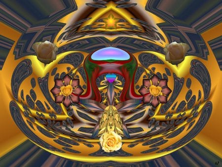 Yellow Love - eye candy, collage, 3d, fractal, abstract