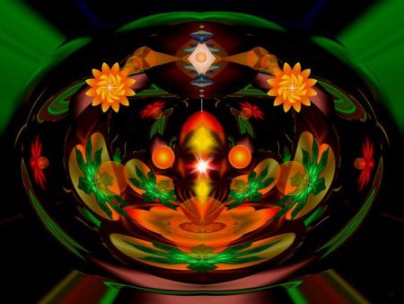 Orange Bursts - eye candy, collage, 3d, fractal, abstract