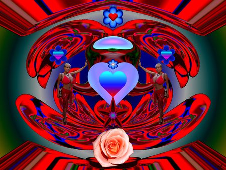 Love Button - fractal, abstract, collage, 3d, eye candy