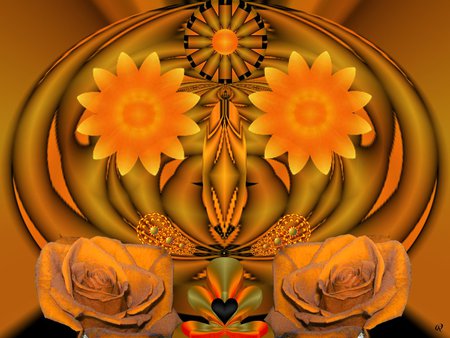 Yellow and Orange - eye candy, collage, 3d, fractal, abstract