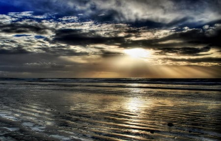 Sunset - sky, ocean, hot, clouds, blue, beautiful, sunset