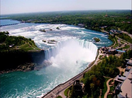 Niagra - niagra, trees, falls, river, water, buildings, rocks