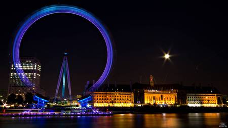 London eye - london, light, night, architecture, buildings