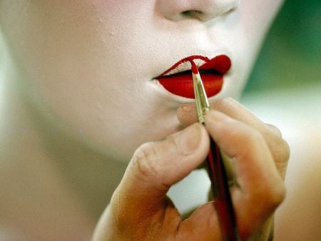 Geisha Lips - lips, geisha, beautiful, red, photography, girl, face, lipstick