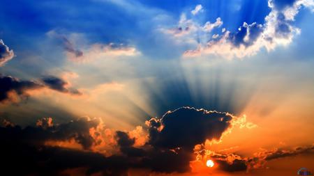 Sunrays - clouds, colorful, cloud, sun, sky