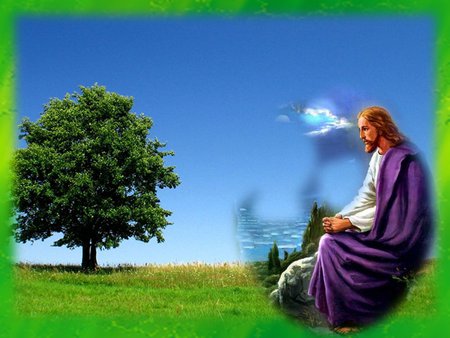 Jesus Christ the Lord - lord, jesus christ, religion, god, tree, grass, christianity