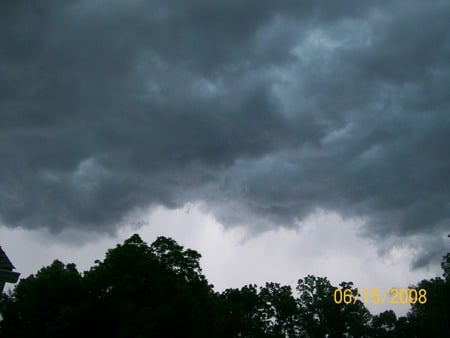 Dark clouds tracing the tree line